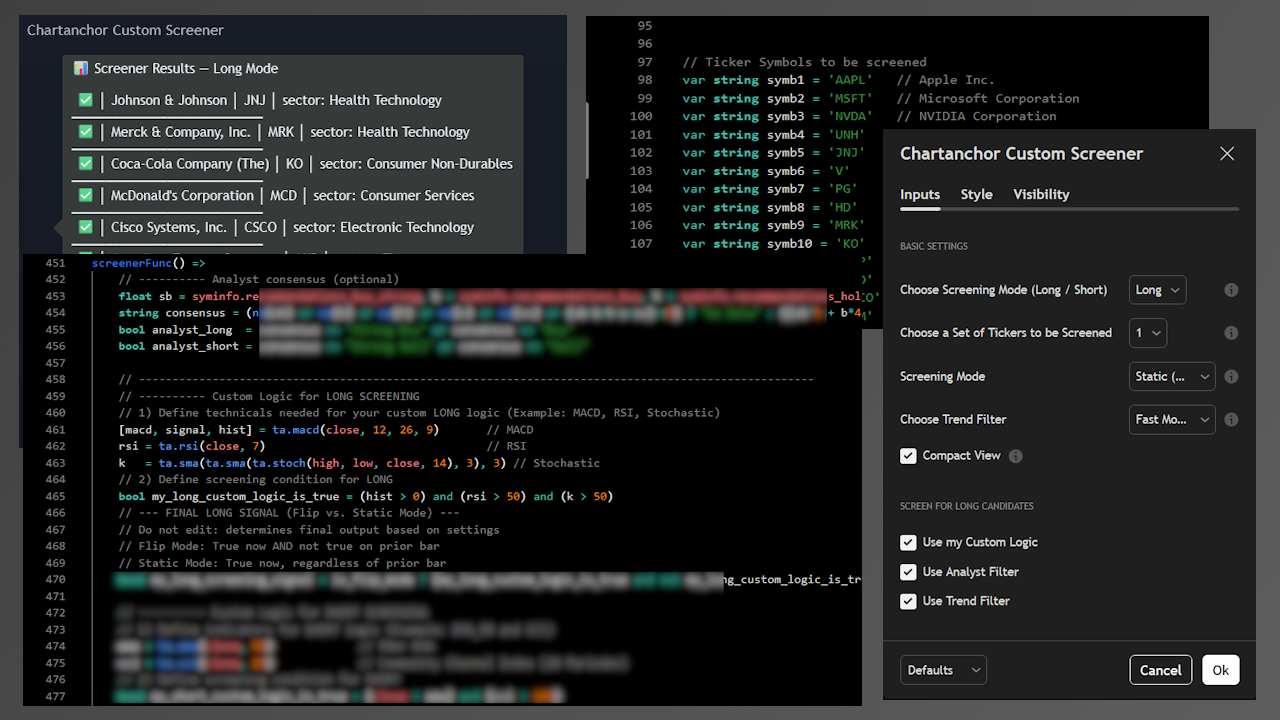 Custom Screener with Pine Script Logic and settings - Overview